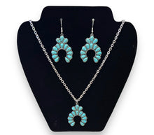 Load image into Gallery viewer, Turquoise Stone Pendant Earrings & Necklace Set