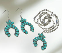 Load image into Gallery viewer, Turquoise Stone Pendant Earrings & Necklace Set
