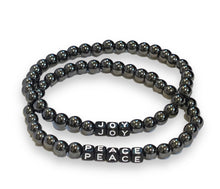 Load image into Gallery viewer, Word Bracelet Hematite Joy & Peace