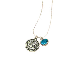 Load image into Gallery viewer, Pisces Vintage Coin Aquamarine Crystal ~ necklace