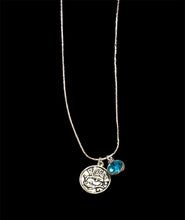 Load image into Gallery viewer, Pisces Vintage Coin Aquamarine Crystal ~ necklace