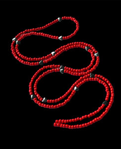 Hematite Hearts Red Crystal Body Beads