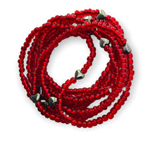 Load image into Gallery viewer, Hematite Hearts Red Crystal Body Beads
