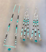 Load image into Gallery viewer, Aquamarine Crystal Drop Earrings &amp; Necklace Set
