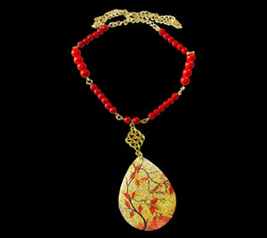 Coral Drops ~ Earrings & Necklace Ensemble