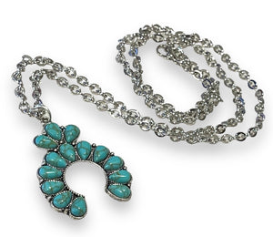 Turquoise Stone Pendant Earrings & Necklace Set