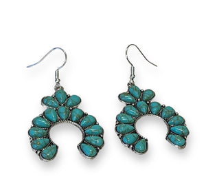 Turquoise Stone Pendant Earrings & Necklace Set