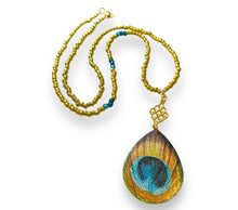 Load image into Gallery viewer, Peacock Teardrops ~ Earrings &amp; Necklace Ensemble
