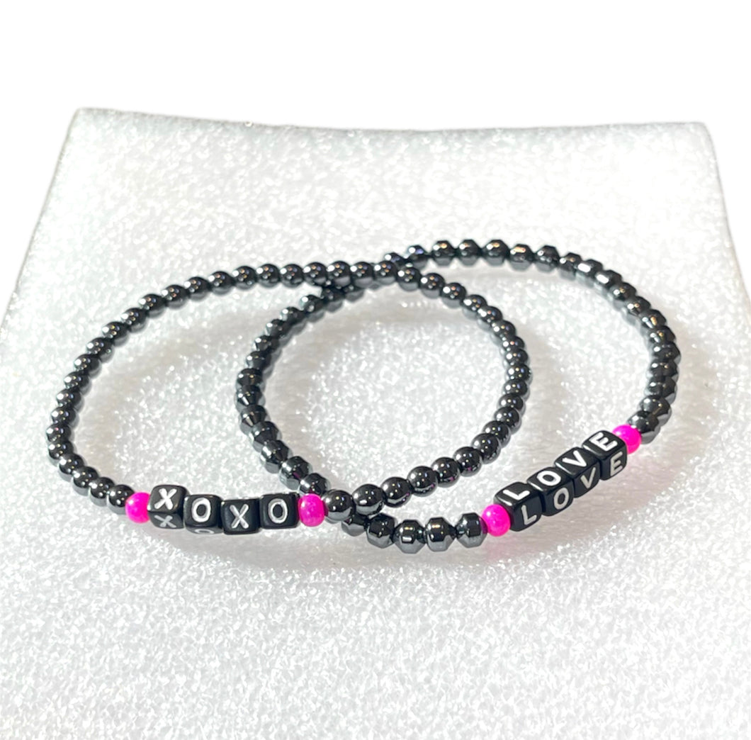 XOXO LOVE Hematite Bracelets