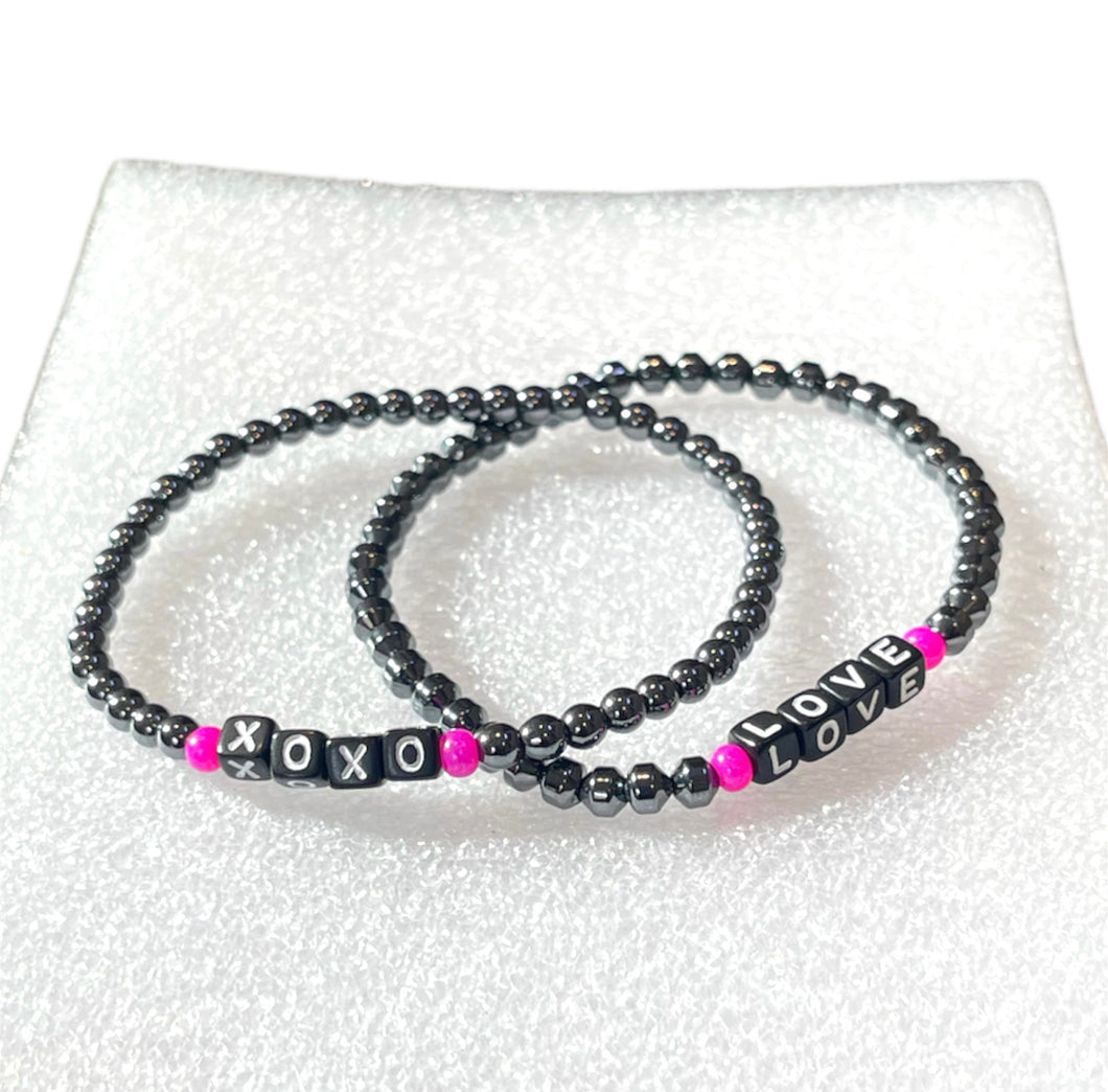 Love XOXO Hematite Bracelets