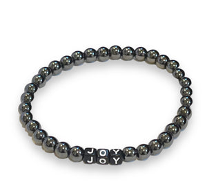 Joy & Peace Hematite Word Bracelets