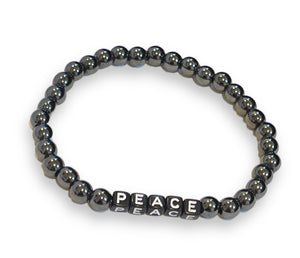 Joy & Peace Hematite Word Bracelets