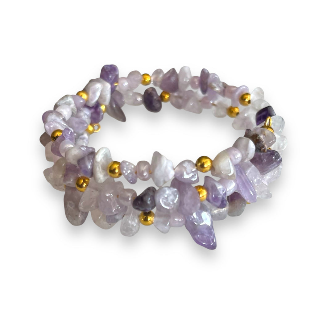 Amethyst Stones Wrap Bracelet