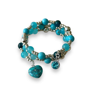 Teal and Love Wrap Bracelet