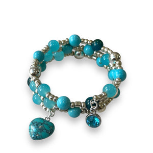 Teal and Love Wrap Bracelet