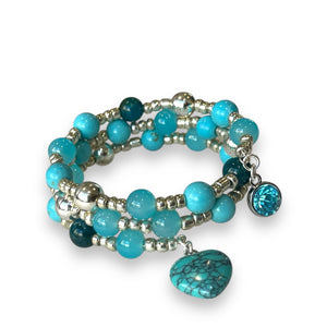 Teal and Love Wrap Bracelet