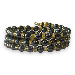 Hematite Gold Wrap Bracelet