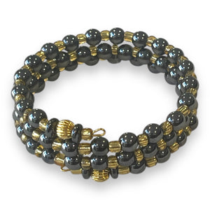 Hematite Gold Wrap Bracelet