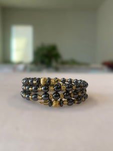 Hematite Gold Wrap Bracelet