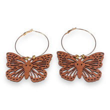 Load image into Gallery viewer, Earrings Butterfly Hoop Reversible Purple Haze
