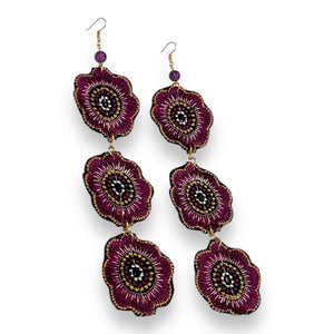 Earrings Purple Flower