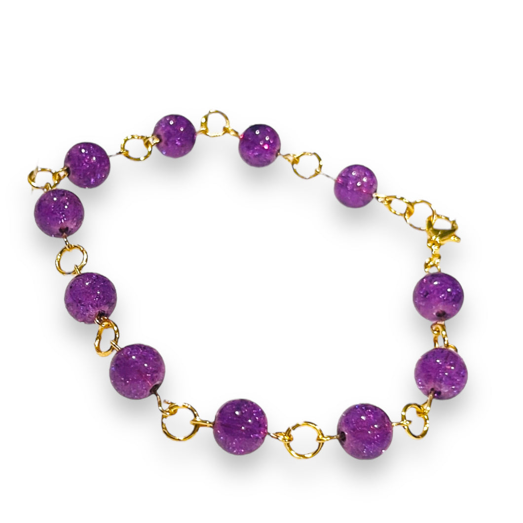 Bracelet Purple Bead Gold