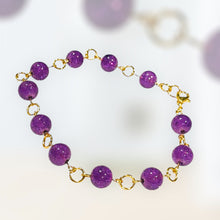Load image into Gallery viewer, Bracelet Purple Bead Gold
