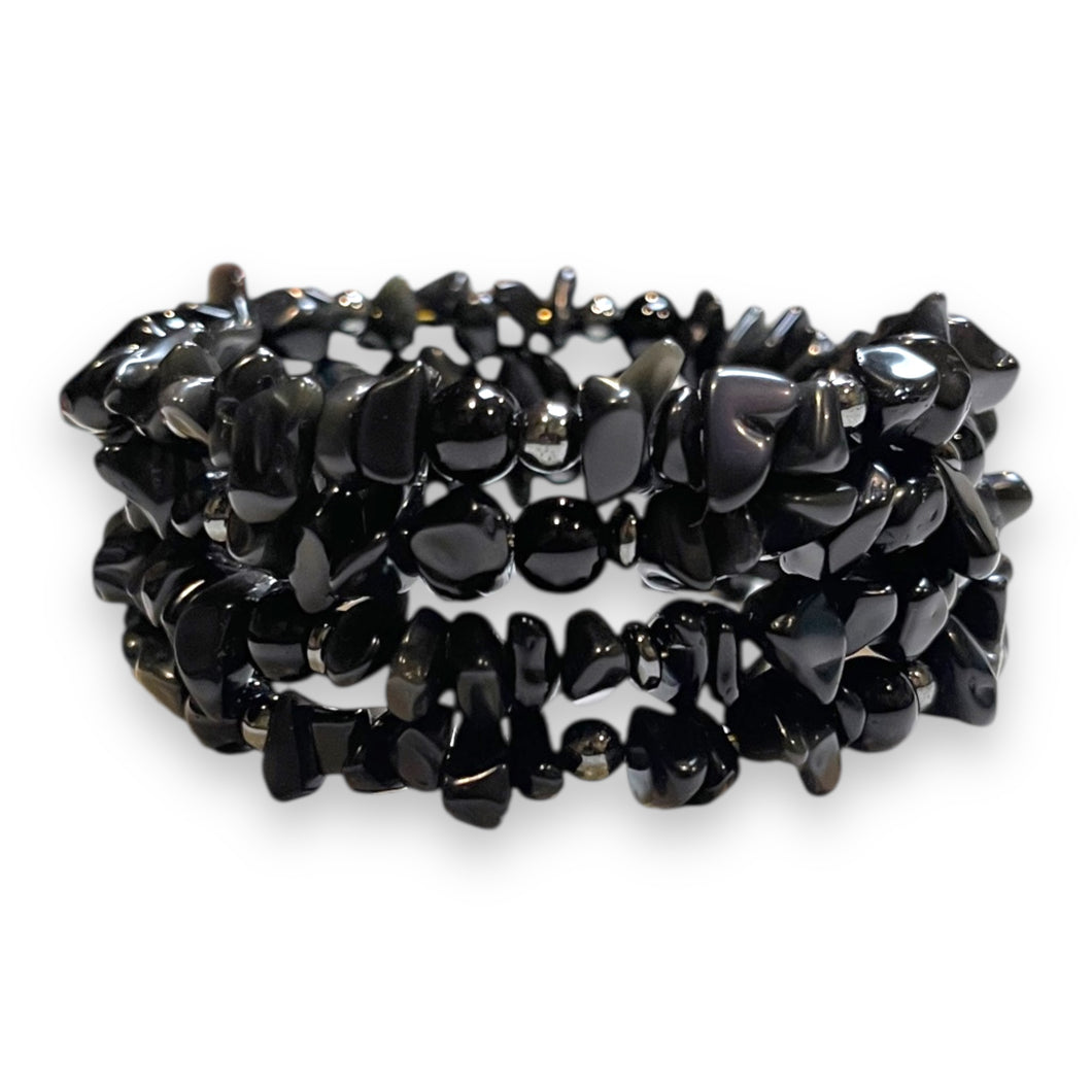 Wrap Bracelet Black Stone Chips