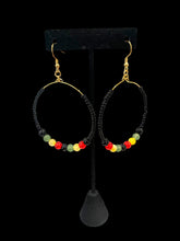 Load image into Gallery viewer, Earrings Beaded Hoops Rasta

