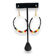 Load image into Gallery viewer, Earrings Beaded Hoops Rasta
