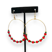 Load image into Gallery viewer, Earrings Beaded Hoops Red
