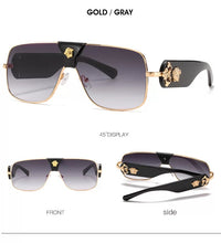 Load image into Gallery viewer, Medusa Aviator Sunglasses Black Gold Gray
