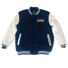 Load image into Gallery viewer, Stay Rich Stay Ruthless Letterman Jacket (Navy)
