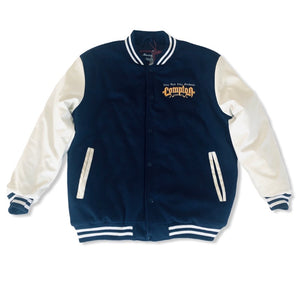 Stay Rich Stay Ruthless Letterman Jacket (Navy)