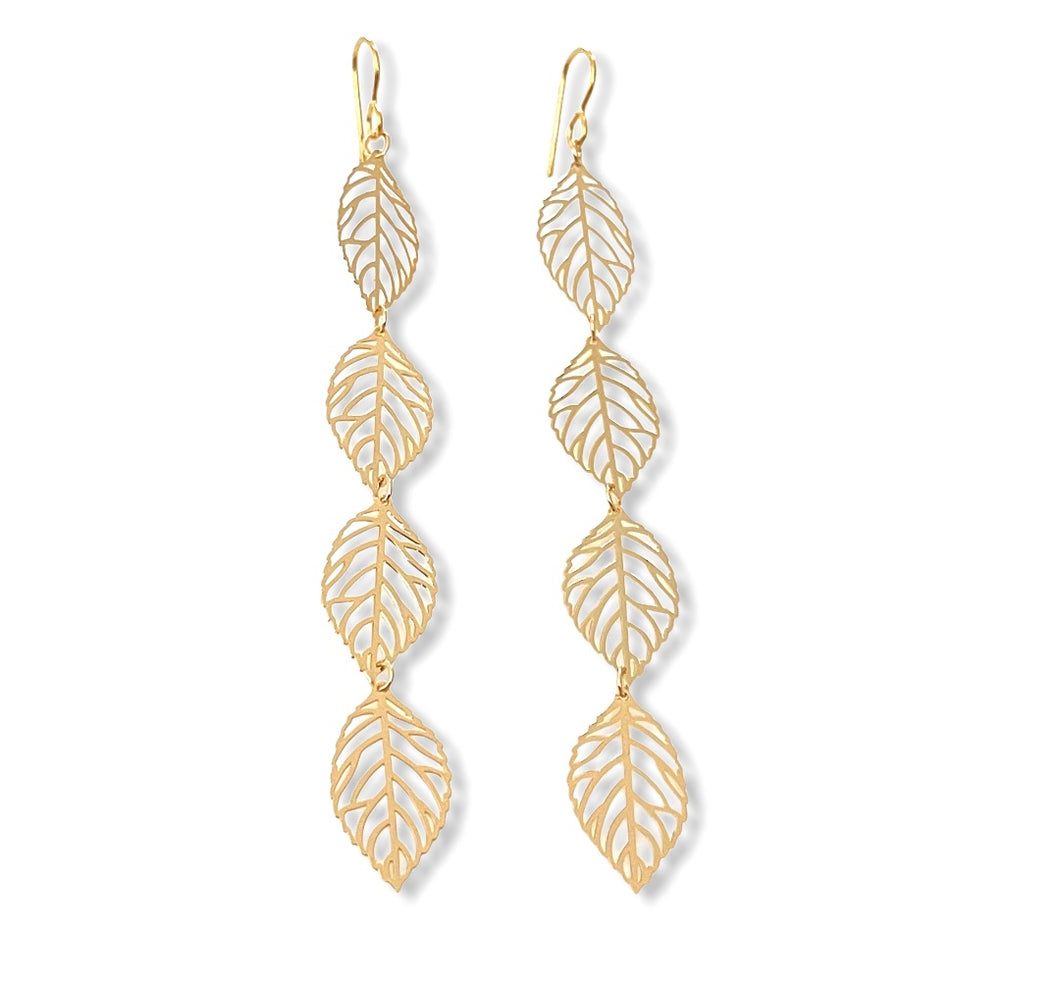 Gold Leaf Danglers ~ earrings