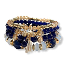 Load image into Gallery viewer, Mandala Midnight Blue ~ Earrings Bracelet set

