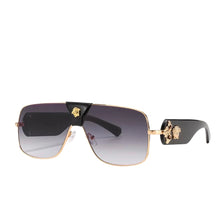 Load image into Gallery viewer, Medusa Aviator Sunglasses Black Gold Gray
