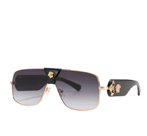 Medusa Aviator Sunglasses Black Gold Gray