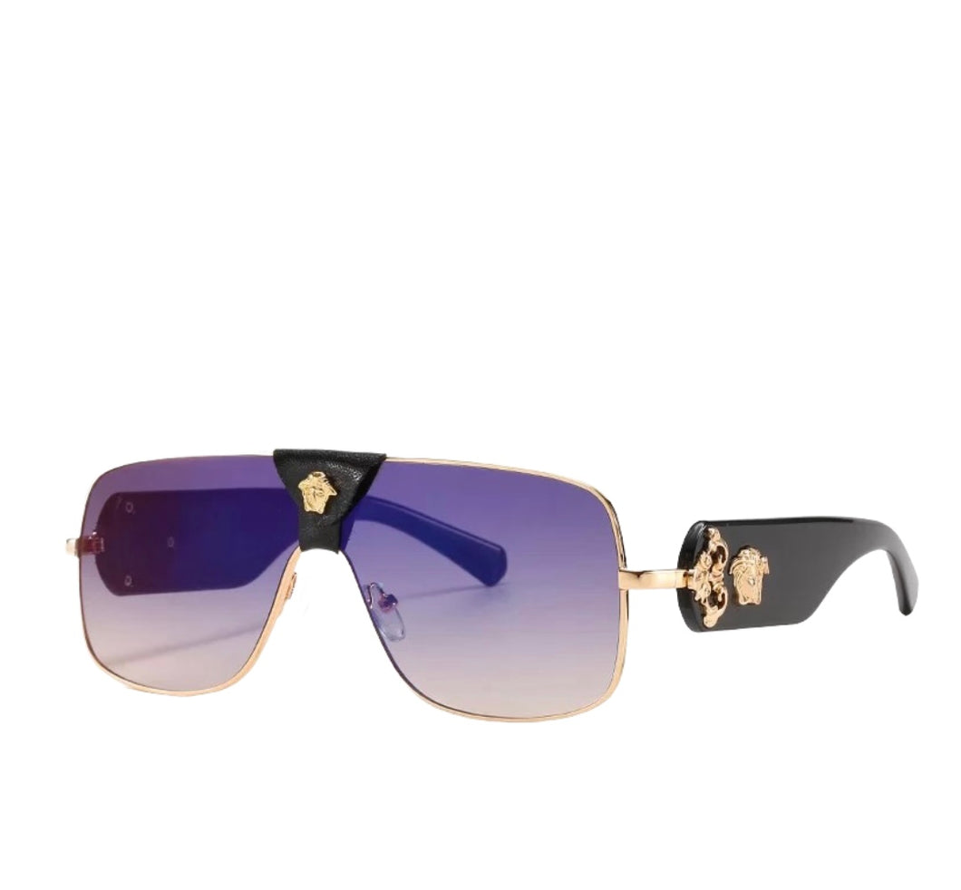 Medusa Aviator Sunglasses Black Gold Blue