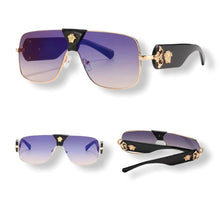 Load image into Gallery viewer, Medusa Aviator Sunglasses Black Gold Blue
