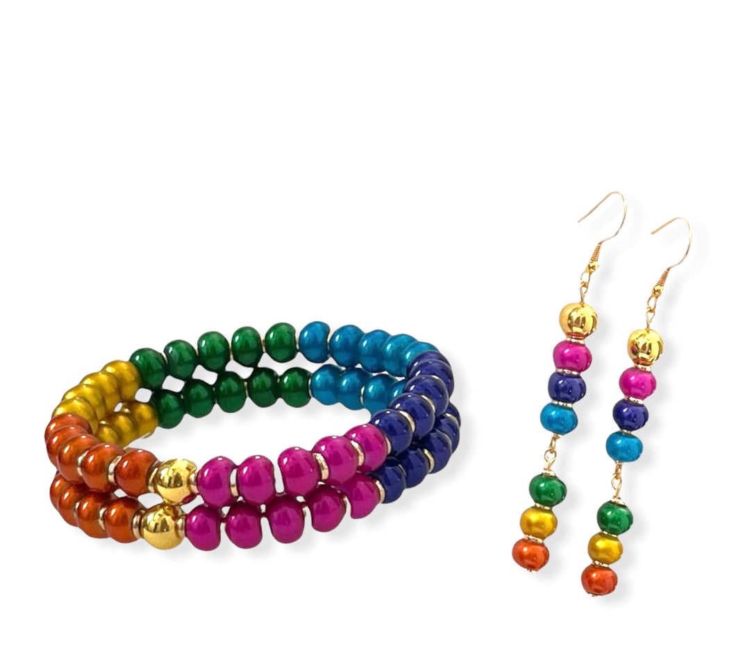 Chakra Vibes & Hematite ~ Earrings & Bracelet Set