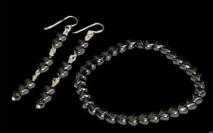 Hematite Hearts  ~ Earrings & Bracelet Ensemble
