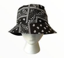 Load image into Gallery viewer, Black Paisley Bucket Hat
