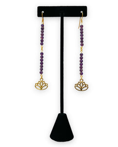 Amethyst & Lotus Dangle Earrings