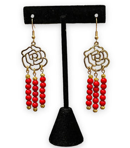 Coral Rose Earrings