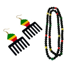 Load image into Gallery viewer, Black Power Earrings &amp; Necklace
