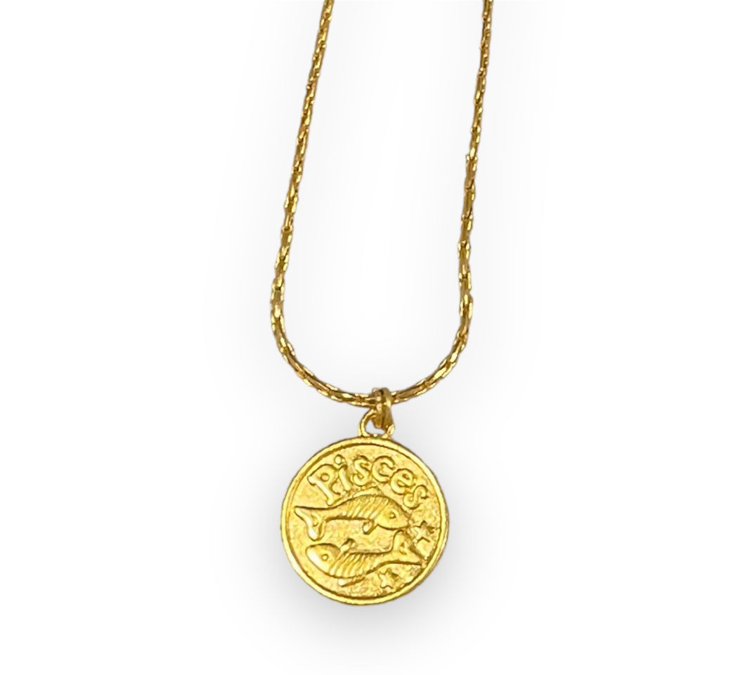 Pisces Gold Coin ~ necklace